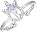 Unicorn Rings Gifts for Girls - Adjustable Initial Ring Dainty Cute Unicorn Rings for Girl Teens Little Girls Jewelry Birthday Gift