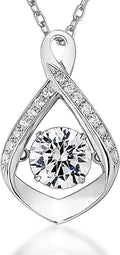 ARINZA Moissanite Necklace for Women, 1 Ct 925 Sterling Silver Dancing Diamond Pendant, 18+2 Inch Chain, Valentine’s Day Christmas Gift for Her, Wife, Mom, Anniversary, Birthday