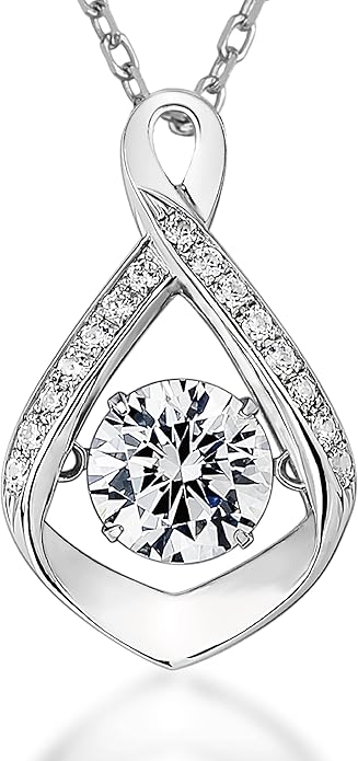 ARINZA Moissanite Necklace for Women, 1 Ct 925 Sterling Silver Dancing Diamond Pendant, 18+2 Inch Chain, Valentine’s Day Christmas Gift for Her, Wife, Mom, Anniversary, Birthday