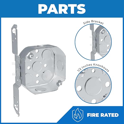 4” Welded Octagon Steel Electrical Box| 1-1/2" Deep Box 1/2” Knockouts - Image 4