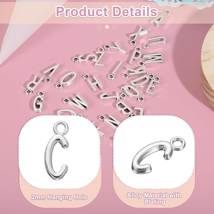 uxcell Letter Charm, Alloy Letter Initial Alphabet Charm for DIY Crafts Jewelry Making Bracelet Earrings Necklace