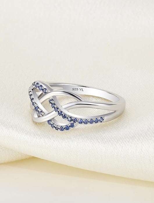 YL Celtic Knot Rings 925 Sterling Silver Twisted Knot Ring Birthstone Infinity Statement Jewelry for Women-size5