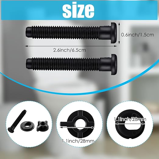 Jetec 2 Pack Toilet Seat Screws Kit, Plastic Bolts Nuts & Washers - Image 2
