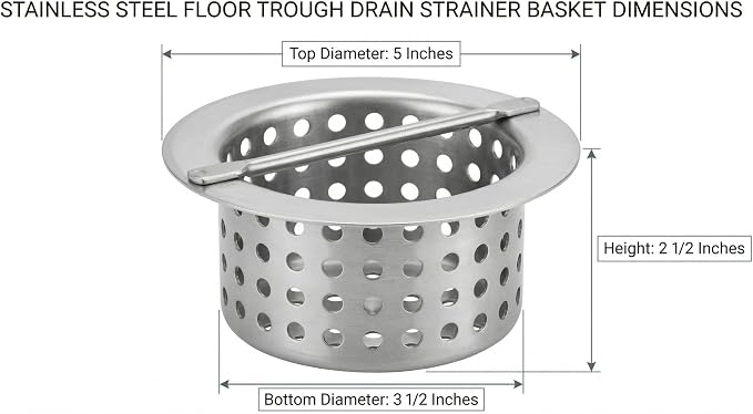 5 in. Stainless Steel Floor Trough Drain Strainer Basket - Image 2