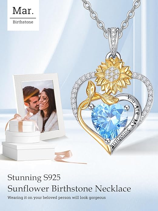 Valentine's Day Gifts for Wife 925 Sterling Silver Double Birthstone Pendant Necklaces I Love You for Always and Forever Necklace Anniversary Birthday Gifts for Wife Girlfriend Mom Her