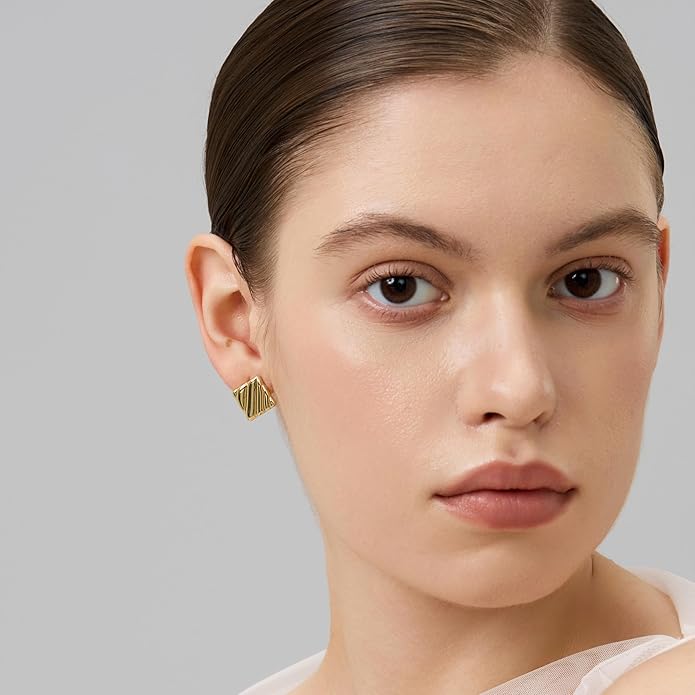 18K Gold Plated Huggie Hoop Earrings for Women, 925 Sterling Silver Post, Hypoallergenic Small Earrings