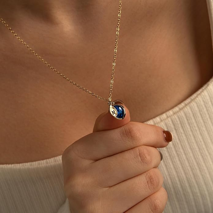 MignonandMignon Birthstone Necklace for Grandma, Initial Necklaces for Women Personalized Jewelry for Women Birthstone Necklace, Grandkids Name Gifts for Mom Necklace Family, Unique – BSON-L-D