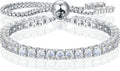 Moissanite Tennis Bracelet 1.79ct-8.69ct Adjustable Bracelet for Women 18K White Gold Plated S925 Sterling Silver Tennis Bracelet D Color VVS1 Round Cut 2/3/4mm Moissanite Bracelet Gifts for Wife/Mom