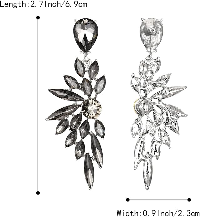 BriLove Women's Wedding Bridal Crystal Teardrop Multi Marquise Cluster Bling Dangle Earrings