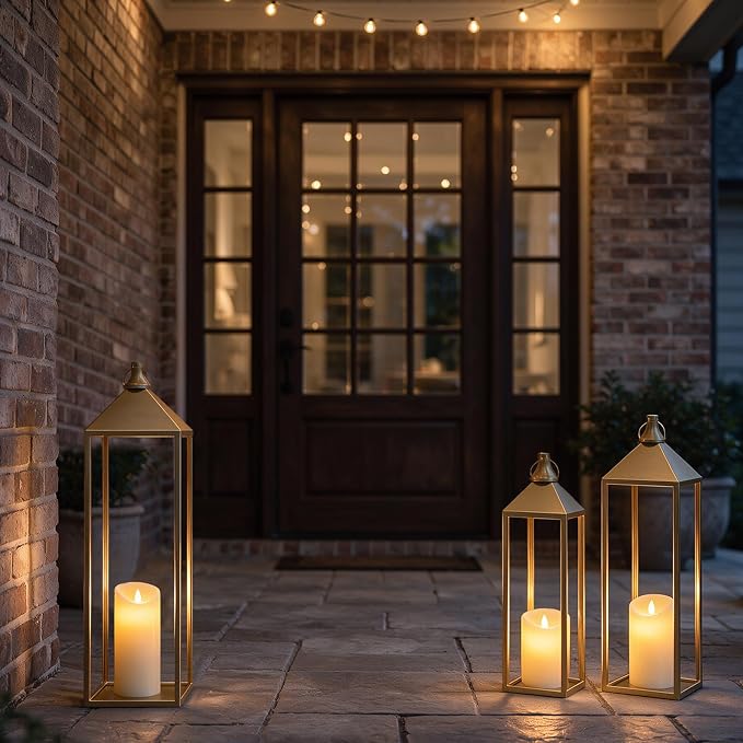 3 Pcs Large Gold Decorative Lanterns - Image 6