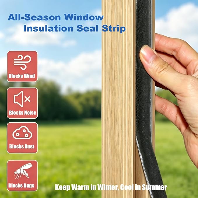 Strong Self-Adhesive Brush Weather Stripping Door Seal Strip | 0.35" Wide x - Image 5