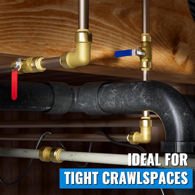 Shut Off Ball Valve 1/2 Inch, 10-PCS Full Port Push Pex Ball Valve | Brass - Image 4