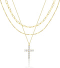 Layered Gold Necklaces for Women, Stackable Dainty 14K Gold Silver Plated Trendy Simple Heart Diamond Cross Bow Circle Pendant Paperclip Choker Dot Chain Necklace,Jewelry Set Gifts for Women
