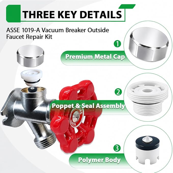 Silver Metal ASSE 1019-A Vacuum Breaker Check Valve Repair Kit, Anti-Siphon - Image 4