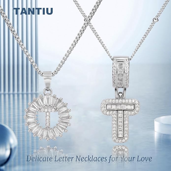 14K Gold Plated Alphabet Necklace Cubic Zirconia Letter Pendant, Personalized Name Jewelry Gift for Women, Customizable A-Z, Birthday/Mothers Day Gifts for Womens
