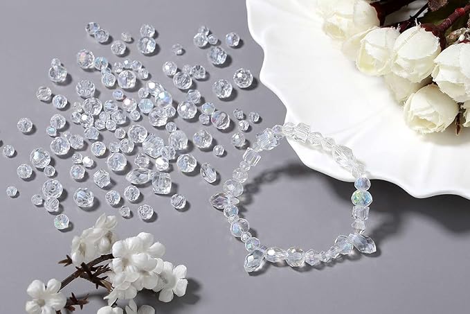 LAIDANLA 800PCS Glass Beads AB Color Crystal Beads Assorted Crystal Beads with Container Box for DIY Necklace Bracelet Earring Jewelry Making