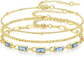 Gold Birthstone Bracelet for Women, 18K Gold Plated Layered Jewelry Bracelet Set, Womens Dainty Stackable Bracelets Link Paperclip Chain Valentines Day Gift for Wife Her