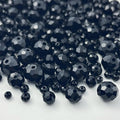 600pcs Crystal Glass Beads 3mm 4mm 6mm 8mm 10mm Rondelle Faceted Crystal Beads Spacer Beads for Necklace Bracelet Earrings DIY Jewelry Crafts Making Supplies(Black)