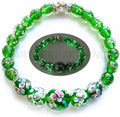 ARTSY Crafts Lily Garden Glow in the Dark Firefly Bead Bracelets Necklaces, Handmade in USA Murano Glass Jewelry, Flower Luminous Beads Mermaid Crystal Bracelet Bangle