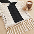 Boho Table Runner with Tassels for Home Decor 12x72 Inches Black | 72 Inches by FEXIA