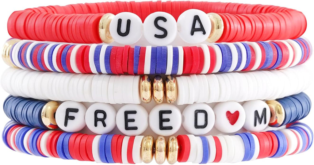 Heishi Beaded Stretch Bracelets for Women Stackable Polymer Clay Beads Bracelets Friendship Boho Summer Beach Bracelet Jewelry Set