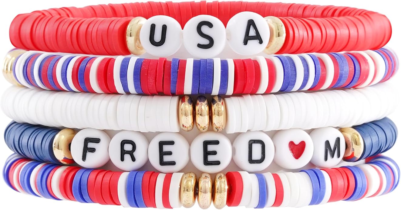 Heishi Beaded Stretch Bracelets for Women Stackable Polymer Clay Beads Bracelets Friendship Boho Summer Beach Bracelet Jewelry Set