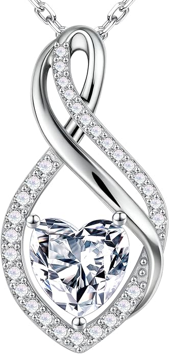 MOOSEA Valentines Gifts for Her, Infinity Moissanite Pendant Necklace, 1-3ct Lab Created Moissanite Necklace 925 Sterling Silver Anniversary Birthday Wedding Gifts for Women Wife Her