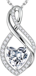 MOOSEA Valentines Gifts for Her, Infinity Moissanite Pendant Necklace, 1-3ct Lab Created Moissanite Necklace 925 Sterling Silver Anniversary Birthday Wedding Gifts for Women Wife Her