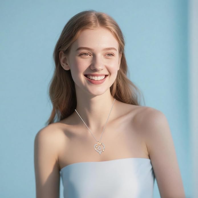 Valentines Day Gifts Rose Heart Letter Initial Necklace for Women, S925 Sterling Silver Pendant Necklace Adjustable Dainty Rose Flower Jewelry Gift for Her