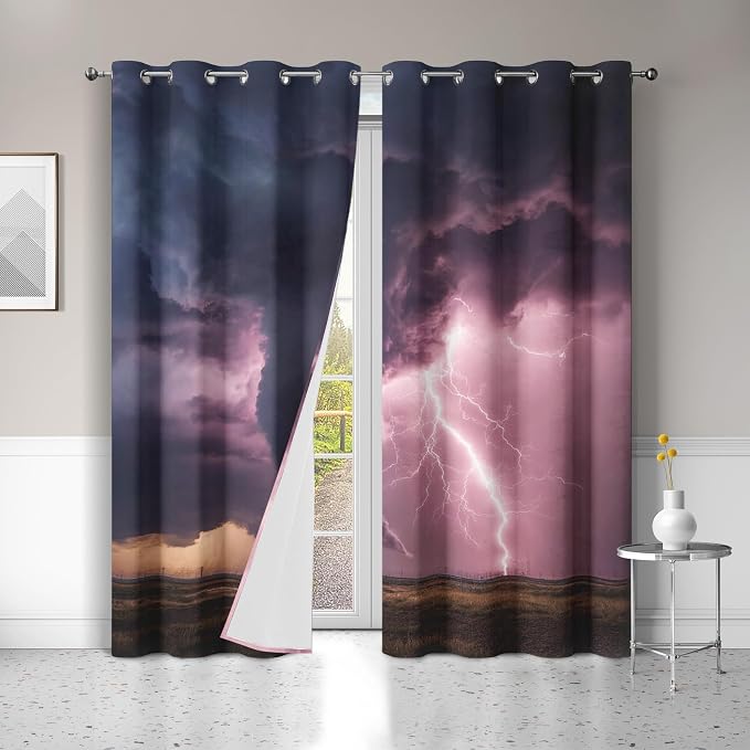 Tornado Blackout Curtains 39 Inches Long, Lightning Storm Curtains - Image 2