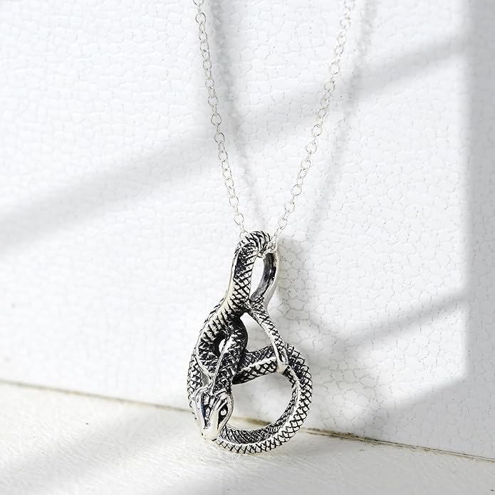 AeraVida Unique & Detailed Coiled Snake .925 Sterling Silver Pendant Necklace | Animal Serpent Inspired Pendant for Women | Reptile Necklace