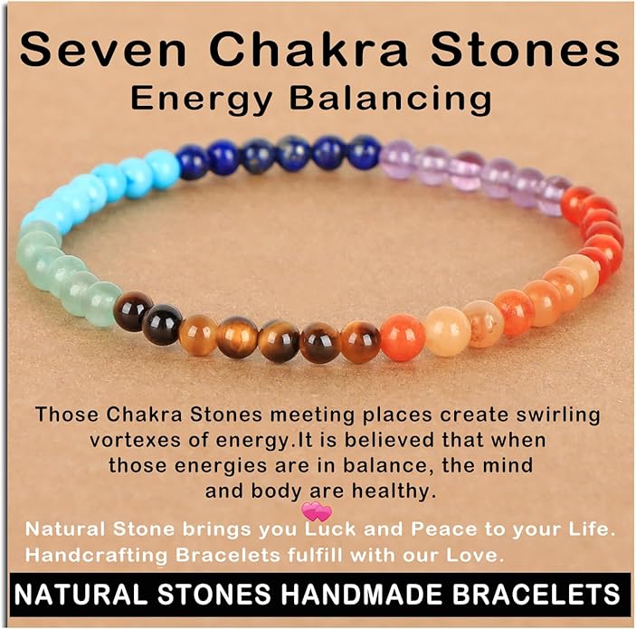 AD Beads Handmade Gemstone Stretch Elastic Bracelet Crystal Healing Reiki Nature's Beauty and Spiritual Essence Unisex