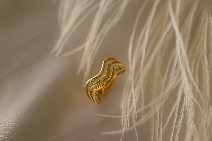 Elegant 18K Gold Plated Stainless Steel Ring – Fine Metal-Plated Jewelry with Durable, Scratch-Resistant Design for Daily Wear & Special Occasions