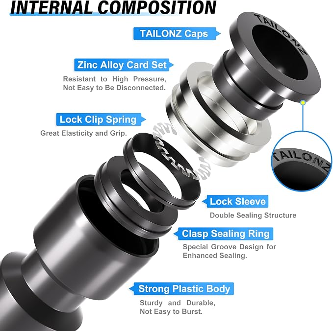 TAILONZ PNEUMATIC Black 1/4 Inch od Push to Connect Fittings Pneumatic Fittings - Image 4