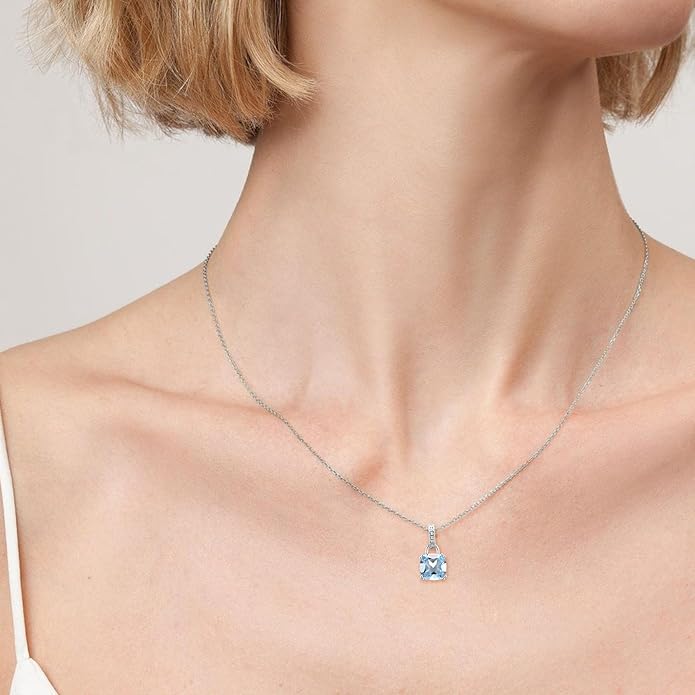 Santuzza 10K Solid Gold Solitaire Gemstone Genuine Diamond Dainty Pendant Without Chain for Women