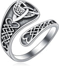 Midari Sun and Moon/Bee/Celtic/Life of Tree/Lotus Spoon Ring for Women 925 Sterling Silver Adjustable Ring Open Ring for Women Men Halloween Birthday Gift