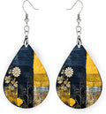 Teardrop Wood Earrings Light Weight Printed Image Dangle Jewelry, Fun and Funky