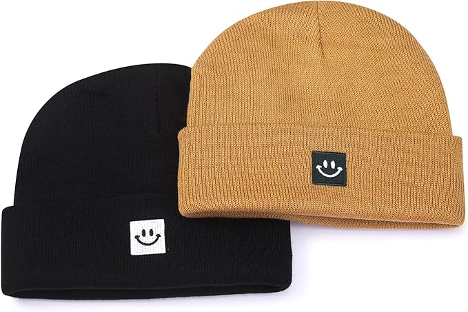 MaxNova 2 Pack Baby Beanie Fleece Lined Knit Toddler Hat for Girls Boys 0-8 Years