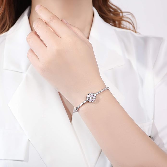 925 Sterling Silver Sunflower Charms Fit Pandora Charms Bracelet Forever In My Heart Fit Wife Mother's Day Christmas Birthday Gift