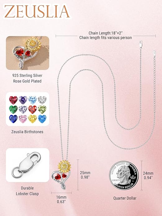 Valentine's Day Gifts for Wife 925 Sterling Silver Double Birthstone Pendant Necklaces I Love You for Always and Forever Necklace Anniversary Birthday Gifts for Wife Girlfriend Mom Her