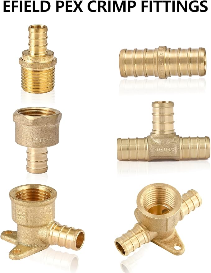 EFIELD 1/2" Pex x 1/2" Female NPT Swivel Elbow | Brass Barb Crimp Fittings - Image 5