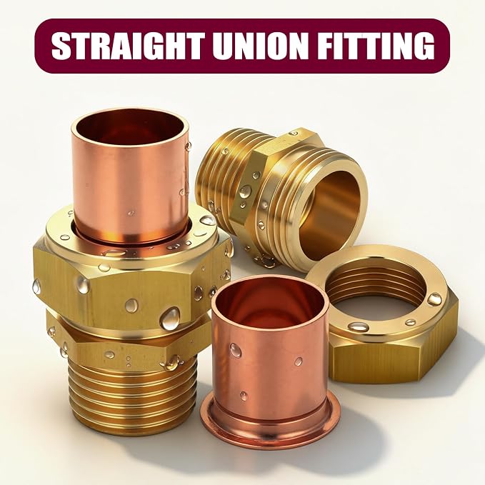 4 Pack 1/2" C x MIP LF Brass Pipe Union Sweat to Male | - Image 2