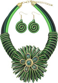 Statement African Necklace For Women African Jewelry Costume Earring Sets Tribal Fashion Colorful Big Rhinestone Crystal Pendent Collar Choker Bold Chunky Bib Handmade
