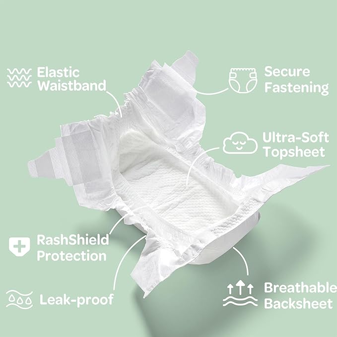 Parasol Clear+Dry Disposable Diapers and Clear+Pure Wipes Kit, RashShield Protection, Size 2 (10-18 lbs), Diaper Bundle of 216 Diapers & 240 Wipes