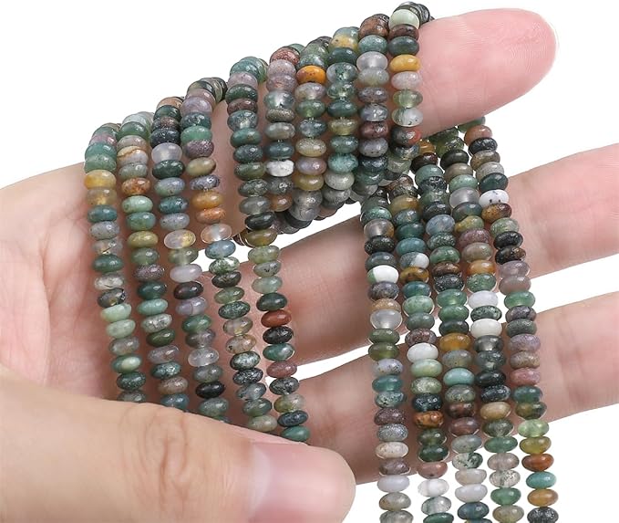 Natural Indian Agate Spacer Beads Caps Rondelle Disk Loose Beads for Beading Jewelry Making 4mmx2mm 38cm