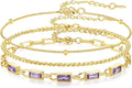 Gold Birthstone Bracelet for Women, 18K Gold Plated Layered Jewelry Bracelet Set, Womens Dainty Stackable Bracelets Link Paperclip Chain Valentines Day Gift for Wife Her