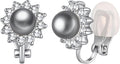 EVEVIC Austrian Crystal Pearl Clip On Earrings for Women Non Pierced Earings 14K Gold Plated Hypoallergenic Jewelry