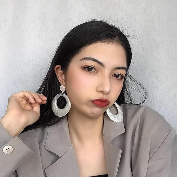 70s Earrings Retro White Acrylic Hoop Earrings 70s Accessories for Women 70s Jewelry Disco Outfits for Women
