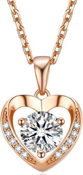 MomentWish Heart Necklace for Women Moissanite, Simulated Diamond, 925 Sterling Silver