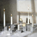 LETINE 12pcs Silver Vertical Stripe Glass Candlestick Holders by LETINE